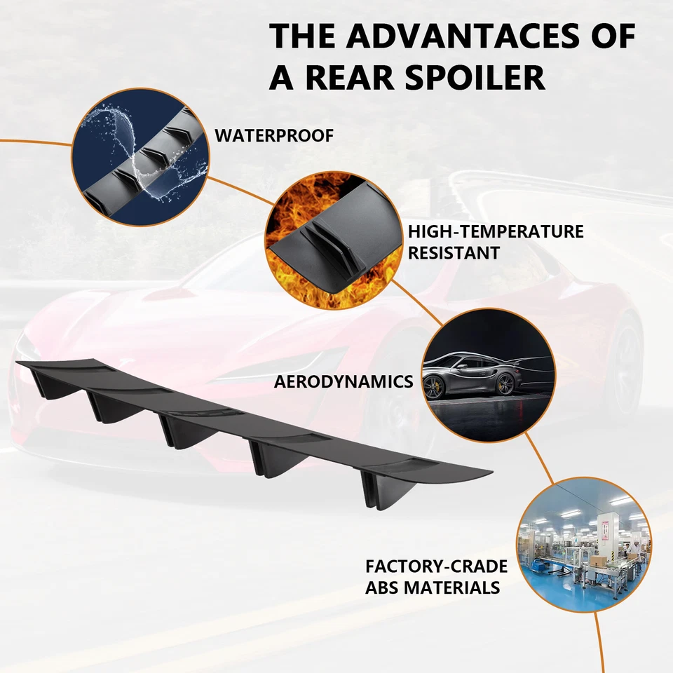 Rear Diffuser Shark Fins Bumper Lip Splitter Spoiler Matte For Dodge Challenger Foto 4 de 4