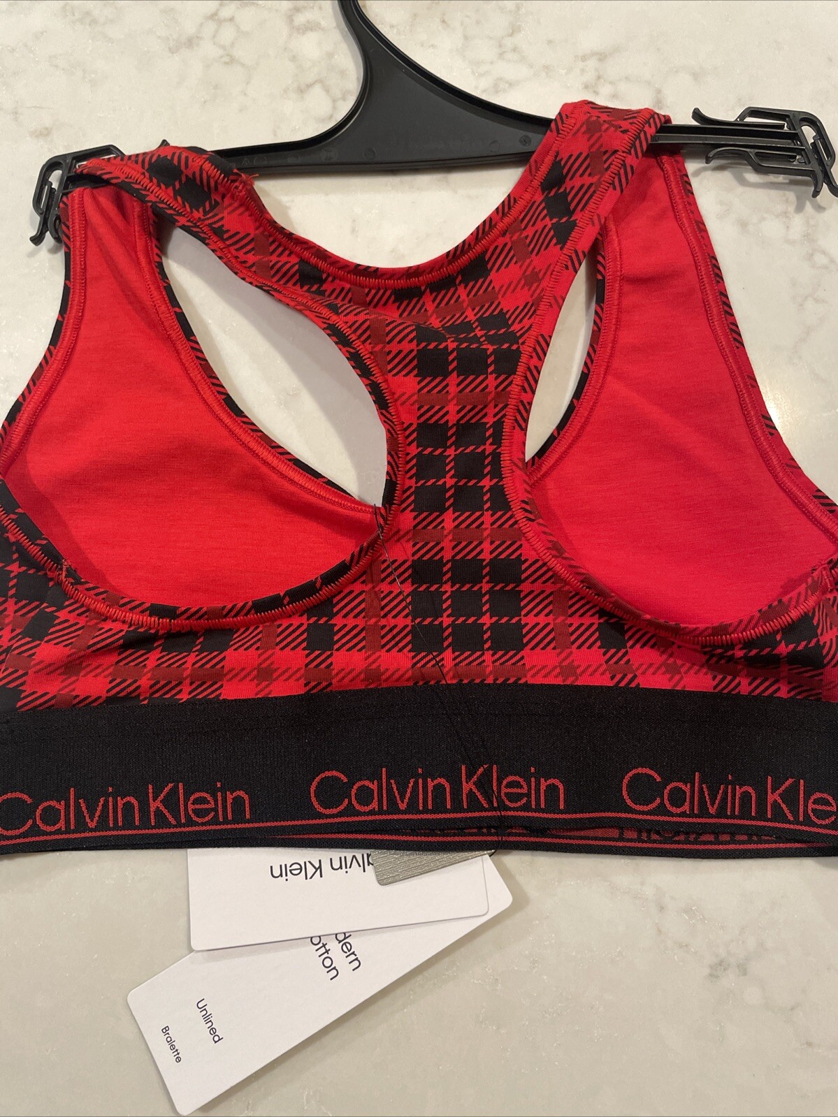 Calvin Klein Scotch Plaid Unlined Racerback Women's Bralette Bra XS NWT thumbnail 4