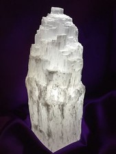Medium Selenite Lamp And Cord LED White Selenite Tower Lamp Reiki Heal Morocco.