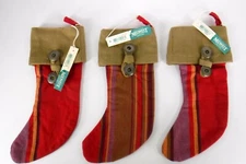 3 Midwest of Cannon Falls Mini Christmas Stockings Red Stripe Buttons 8.75"