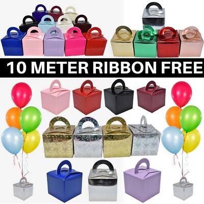 20 CAKE BOX Balloon Weight HELIUM Ribbon Wedding BALLOONS WEIGHTS Party DECOR UK