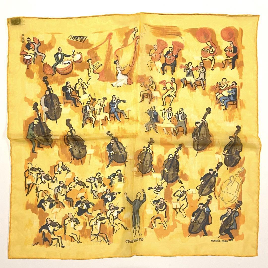 HERMES silk scarf, Carre 45, Petit Carre, Concerto | eBay