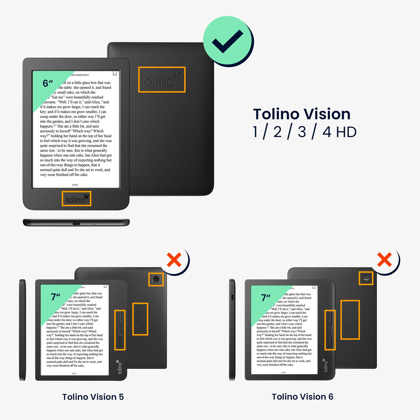 Hülle für Tolino Vision 1 2 3 4 HD eReader Klapphülle Cover e Reader Case