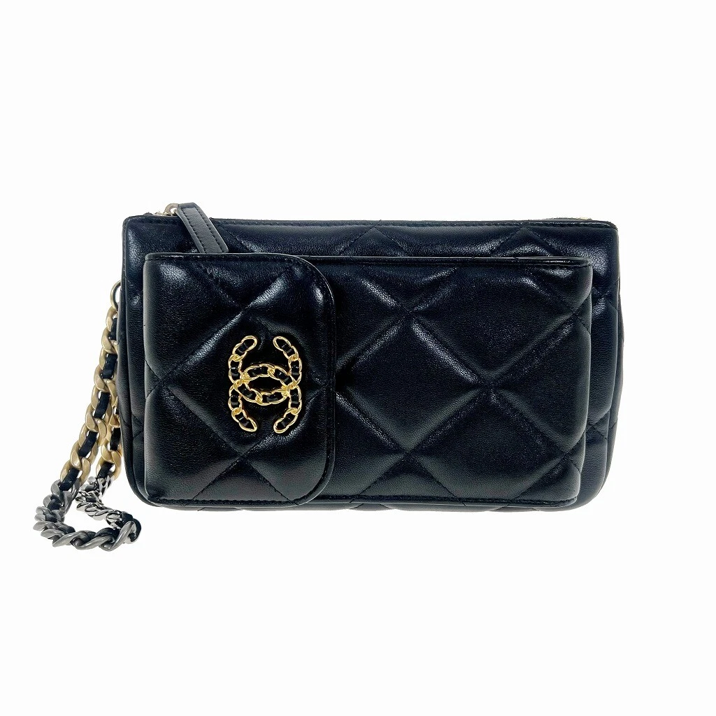 Chanel 19 Wallet On Chain Metallic in Lambskin Leather with Gold