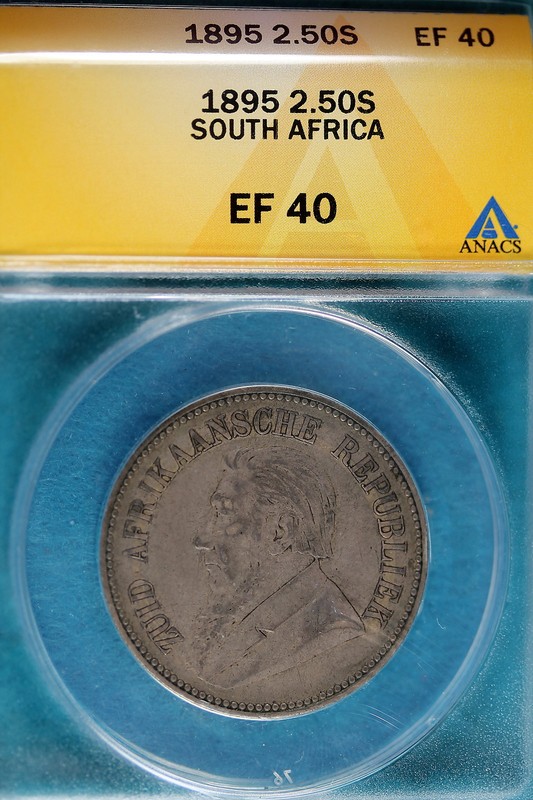 1895 ANACS EF40 South Africa 2 1/2 Shillings!! #B5094