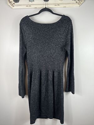 white house black market sweater dress White House Black Market Black Mini Sweater Dress Size L  alineconsignment