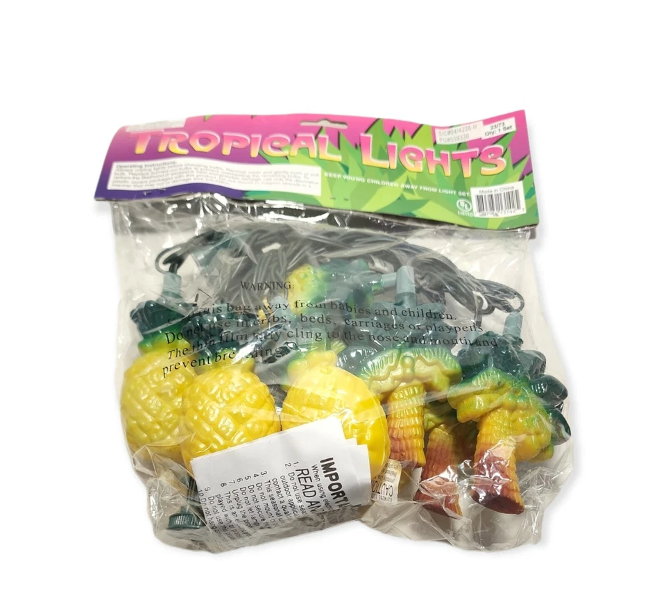 Pineapple Tropical Summer String Lights Palm Trees 10 Indoor Lights 7 Foot - Image 3 of 4