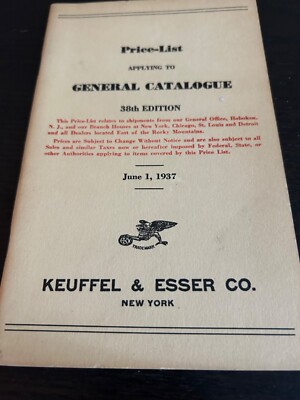 Keuffel & Esser catalog price list for 1937 general catallog