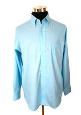 Chaps Dress Shirt Men's Size Large 16-16.5 Blue Button Front Long Sleeve