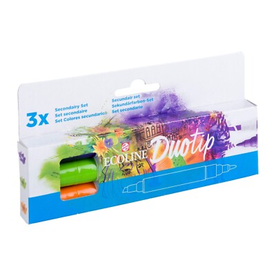 TALENS  ECOLINE DUOTIP ARTIST WATERCOLOUR PAINT PENS - SECONDARY COLOURS 3pc SET