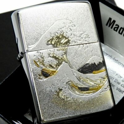 Zippo Mt. Fuji Big Wave Ocean Electroformed Plate Silver Lighter