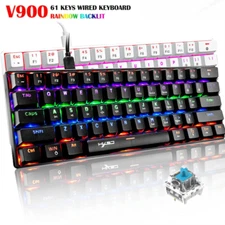HXSJ V900 Wired Mechanical Gaming Keyboard Rainbow 60% Compact, Portable PC/MAC