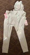 90 Degrees By Reflex Girls 10 Two Piece  Hoodie Leggings Ribbed Pale Light Green