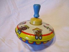 Ohio Art Metal Spinning Top Circus Train Animals Vintage Made in USA See Video