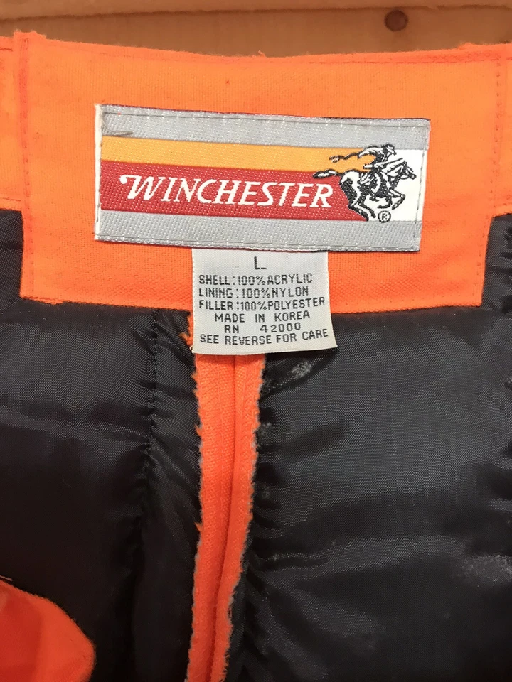 Winchester Snow Pants Men's L Blaze Orange Hunting Snowpants Used Reinforce Knee - Image 2 of 4