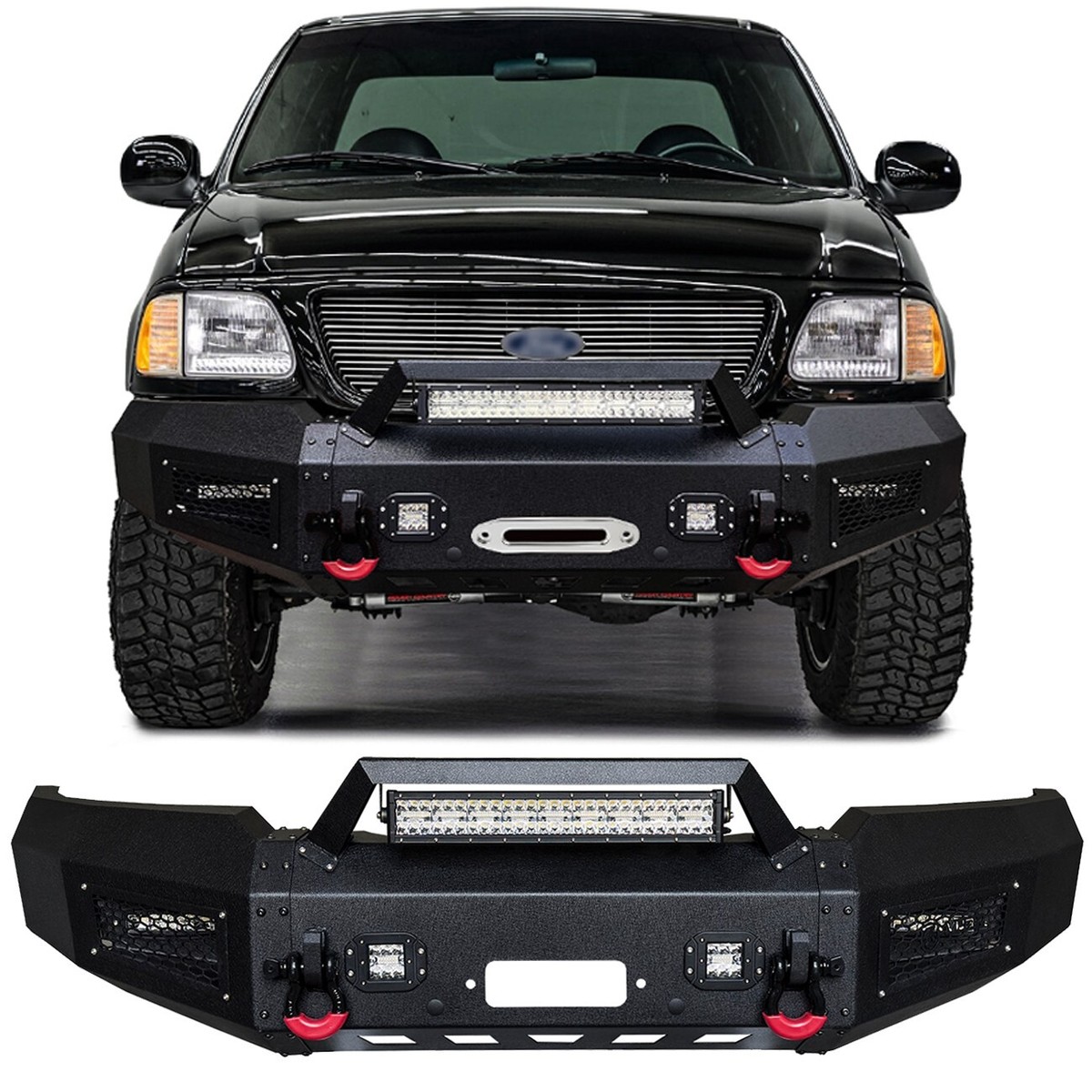 ルプランタンフロッグプリンセス/LEDランプ Vijay For 1997-2003 Ford F150 Black Front Bumper Steel with LED