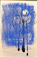 Carol Kessler, Outsider California Artist “Winter Night” Signed, 1971, Monoprint