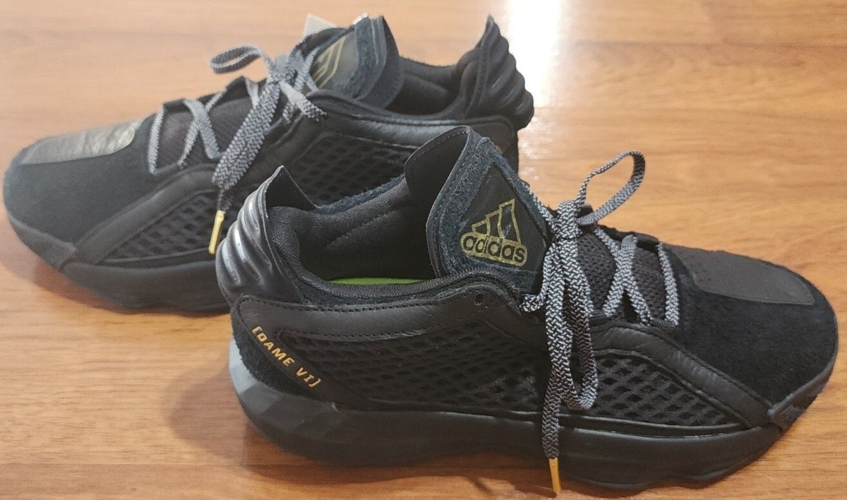 New Adidas Dame 6 Leather Black Gold Basketball Shoes FV8627 Men 