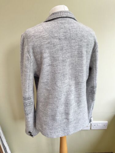 White Stuff Grey Wool Blazer Jacket Size 12 14 Button Up Fair-isle Detailing - Picture 7 of 13