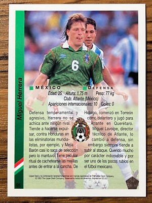 Upper Deck 1993 World Cup USA Soccer Card #95 Miguel Herrera