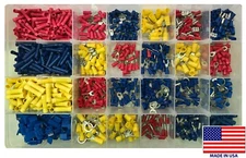 (1000) Vinyl Insulated Wire Terminal Connector Assortment Kit - Ring Butt Quick