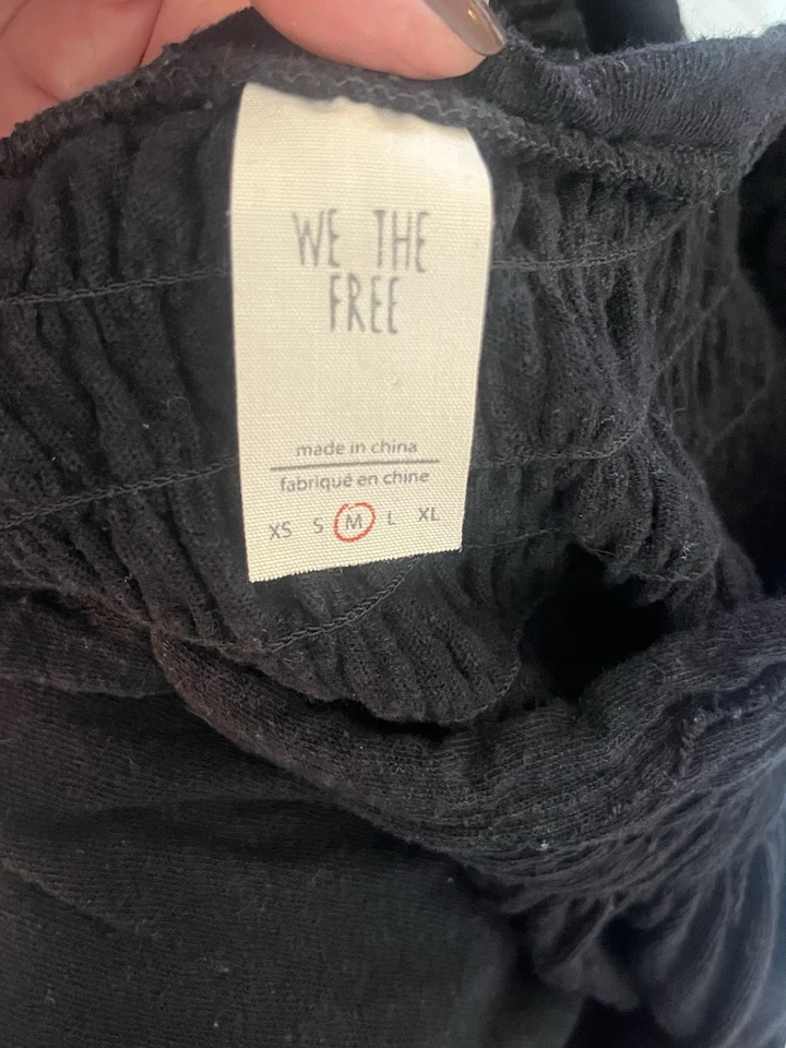 Jersey We The Free Talla Mediano Negro Cuello en V Fluido Tanque Lino/Algodón BOHO Calado Foto 2 de 4