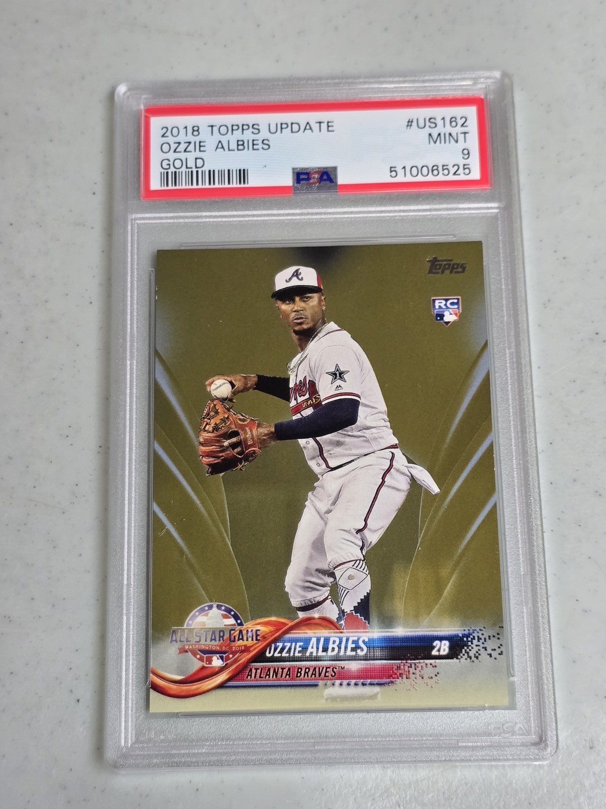 2018 Topps Update #US162 Ozzie Albies Gold PSA 9 Atlanta Braves
