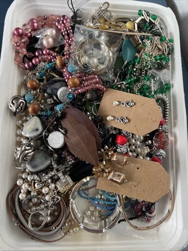 3lbs All Wearable Vintage To Now Costume Jewelry Lot Wear Resale Repurpose R16