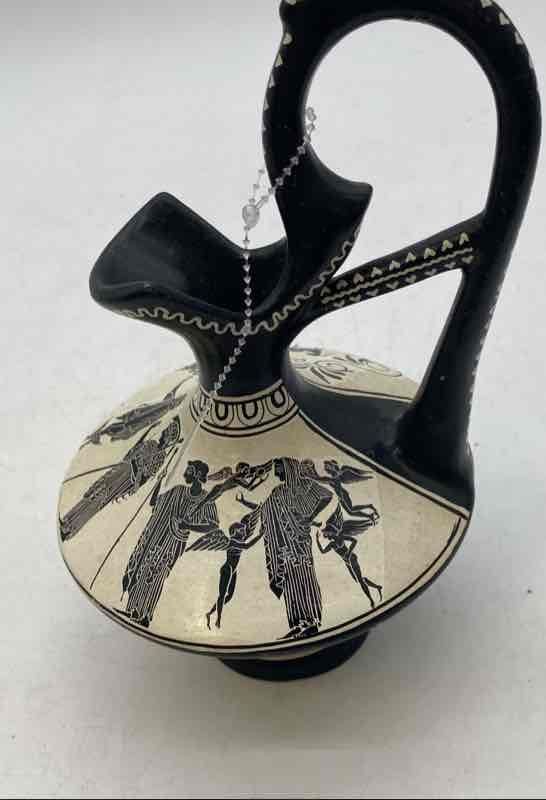 D. Vassilopoulos Greece Handmade White Black Decorative Pitcher