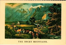 Vintage Rocky Mountains Postcard by Merrimack Publishing Currier & Ives