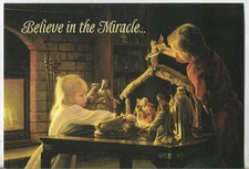NOS LEANIN' TREE Christmas Card 6.75x4.75 Believe in the Miracle...Kids Nativity