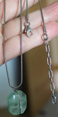 Beautiful Sterling Silver 925 mark gemstones pendant Necklace Lot#406