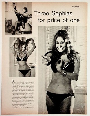 Sophia Loren 1960s Magazine Article Bikini Photos Three Sophias Old Spice Ad