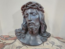Placa de pared vintage de tiza de Jesucristo busto corona de espinas decoración religiosa