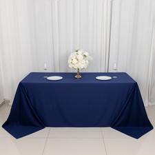 90" x 132"NAVY BLUE Scuba Polyester Rectangular TABLECLOTH Party Events