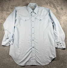 Vtg H Bar C California Ranchwear Western Shirt Men s L Blue Pearl Snap Cowboy
