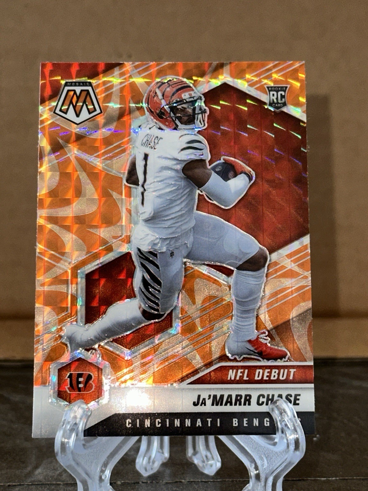 2021 Panini Mosaic NFL Debut Ja'Marr Chase #247 Mosaic Reactive Orange Prizm rec
