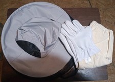 XXL Beekeeping Gloves Leather, Long Sleeves with Elastic Cuff, 1 Pair And Veil