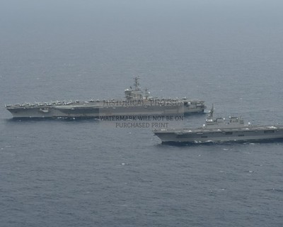 JS ISE DDH-182 AND USS NIMITZ CVN-68 CARRIER TRAINING 2023 8X10 PHOTO