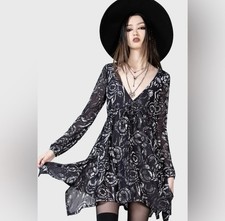 NWT Killstar Doom Flower Dress Long Sleeve Mini Sz Large