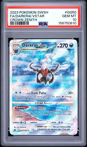 Pokemon TCG: Crown Zenith Darkrai VSTAR Full Art, #GG50/GG70, PSA 10 GEM MINT.