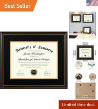 Wood Diploma Frame 15x18 with 11x14 Opening Black Mat for Certificates Wall M...