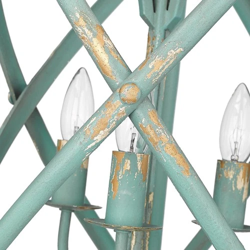 Golden Lighting 0890-3P Alcott 3 Light 13"W Taper Candle Pendant - Teal - Picture 3 of 12