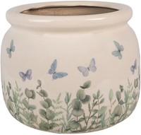 Clayre & Eef 6CE2441L Dekoration Blumentopf Beige GrüN 20X15 Cm