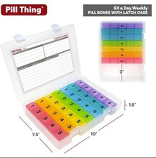 5 Times a Day Weekly Pill Box Organizer Case, Secure 7 Day Pillbox by PILL THING