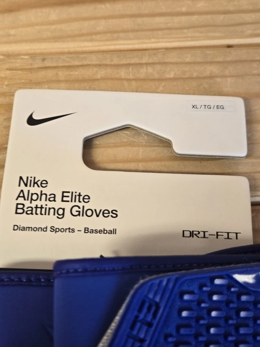 Guantes de béisbol de bateo Nike Alpha Elite para hombre talla XL azul real FD7868-434 NUEVOS