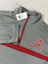 Alabama Crimson Tide Quarter Zip Pullover Medium Gray Red Logo Athletic NWT