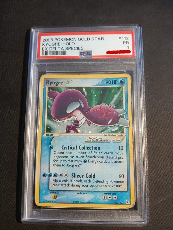 Pokemon Kyogre Gold Star 112/113 EX Delta Species English GoldStar 2005 PSA 1