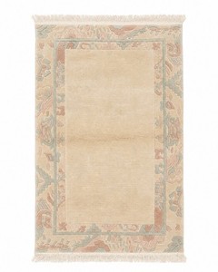 Vintage Oushak Style Wool Area Rug Handmade Ivory Sage Pastel Floral 3’10x5’1