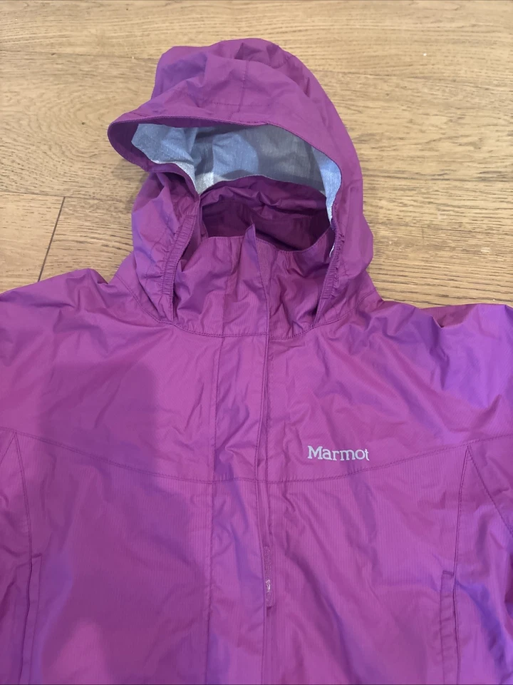 Chaqueta cortavientos Marmot para niñas cremallera completa con capucha al aire libre senderismo talla M rosa baya Foto 3 de 4